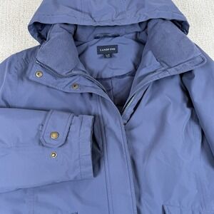 Lands End Women's Large (14-16) Blue Down Fill Long Hooded Puffer Jacket